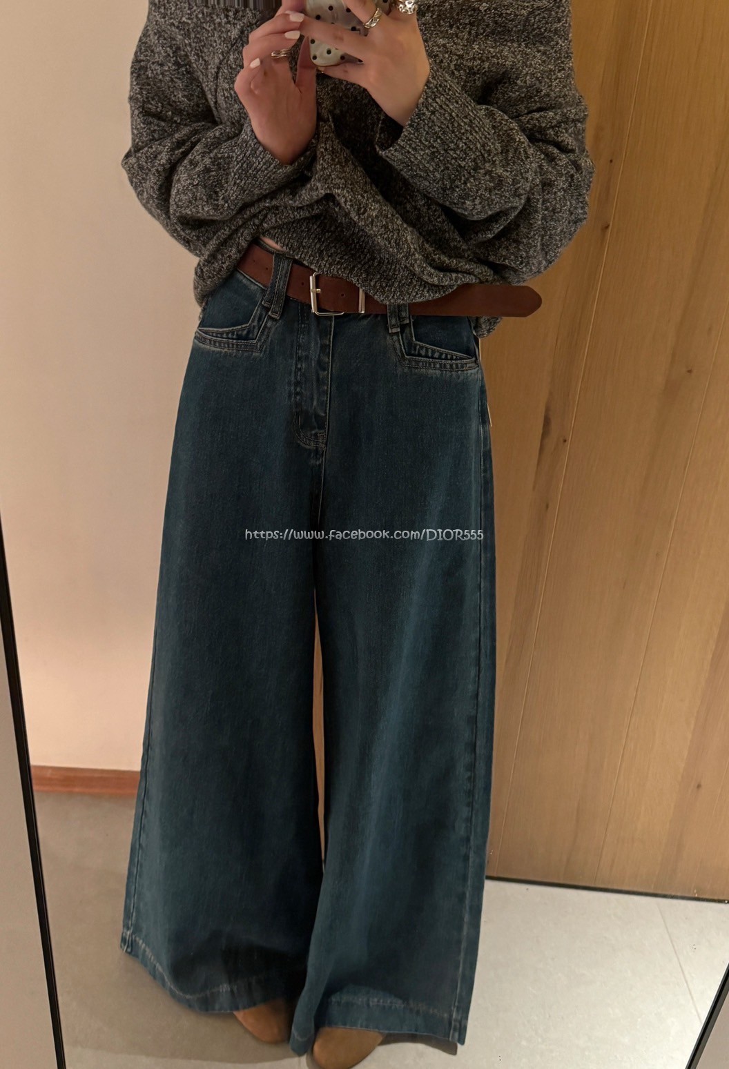 口袋闊腿褲 ( 送腰帶)