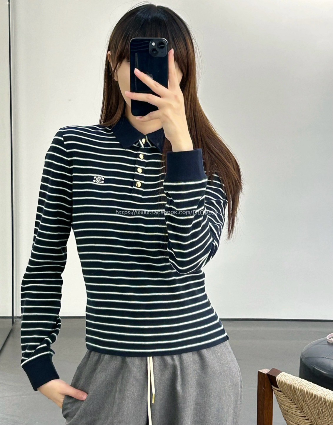 Celine凱旋門撞色條紋針織T Celine凱旋門撞色條紋針織T