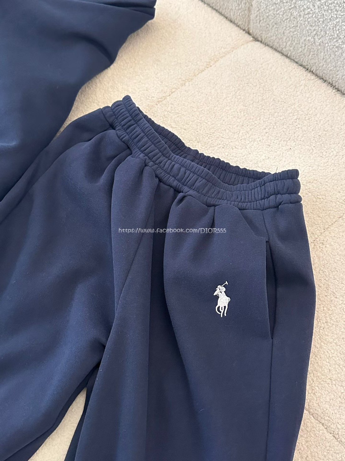 polo套裝深藍色套裝(上衣+長褲)