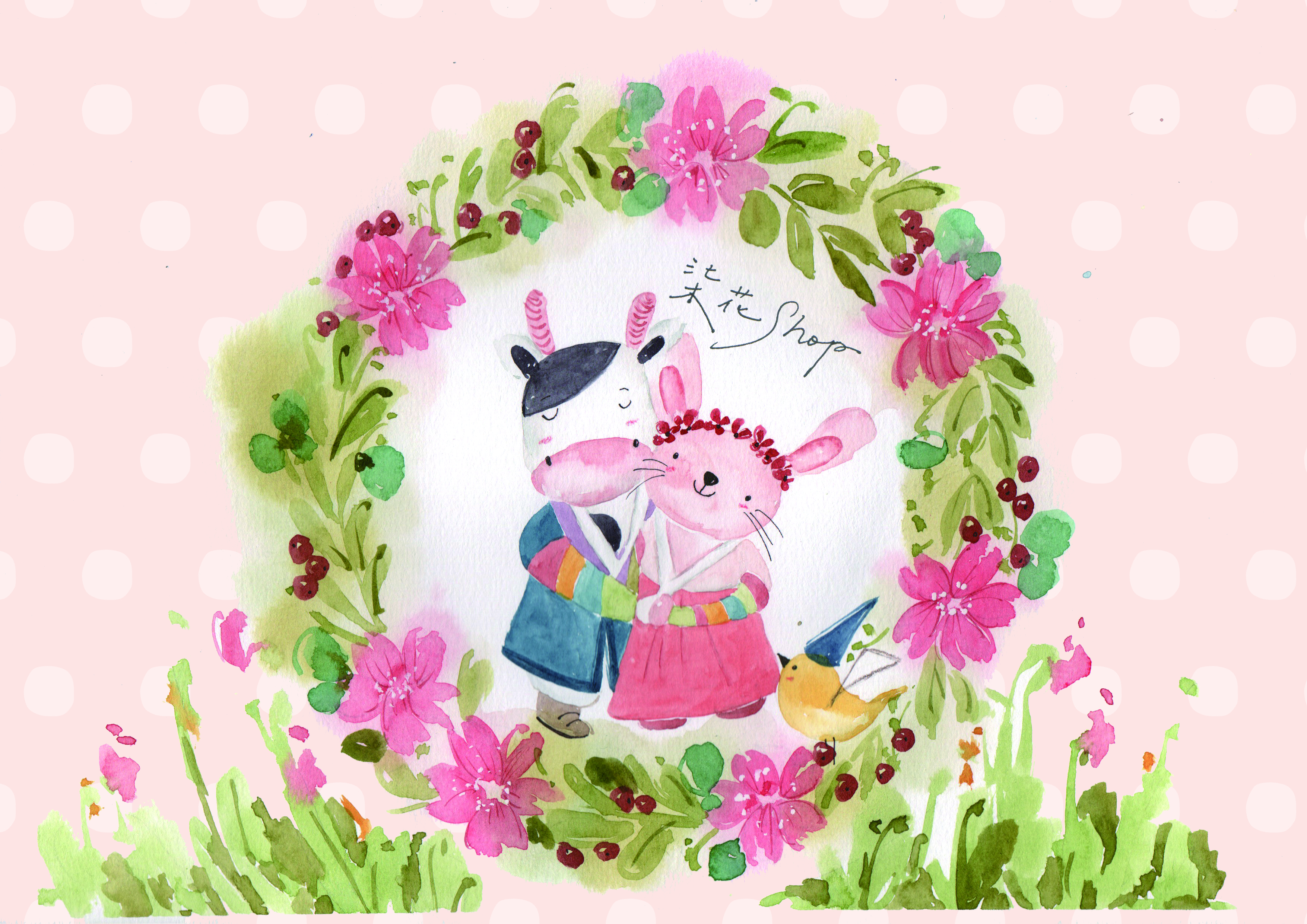 客製化插畫／品牌形象插畫—柒花