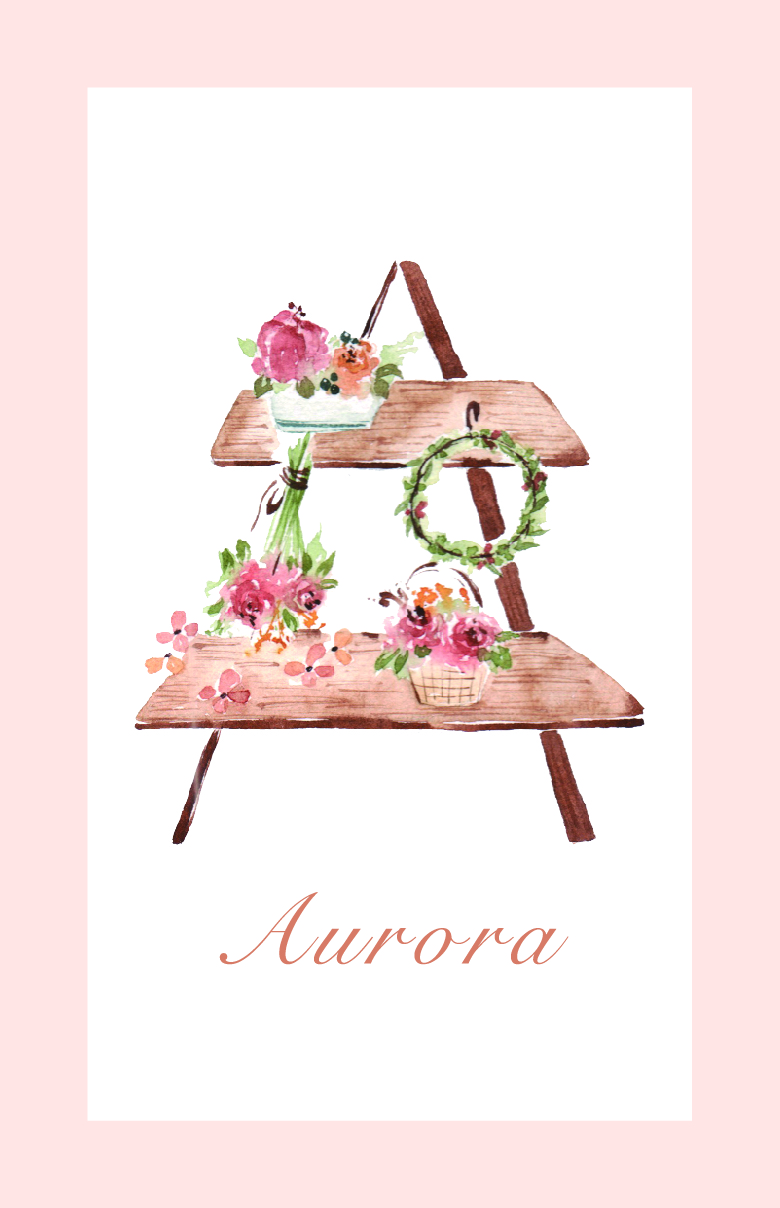 Aurora花藝工作室名片插畫設計