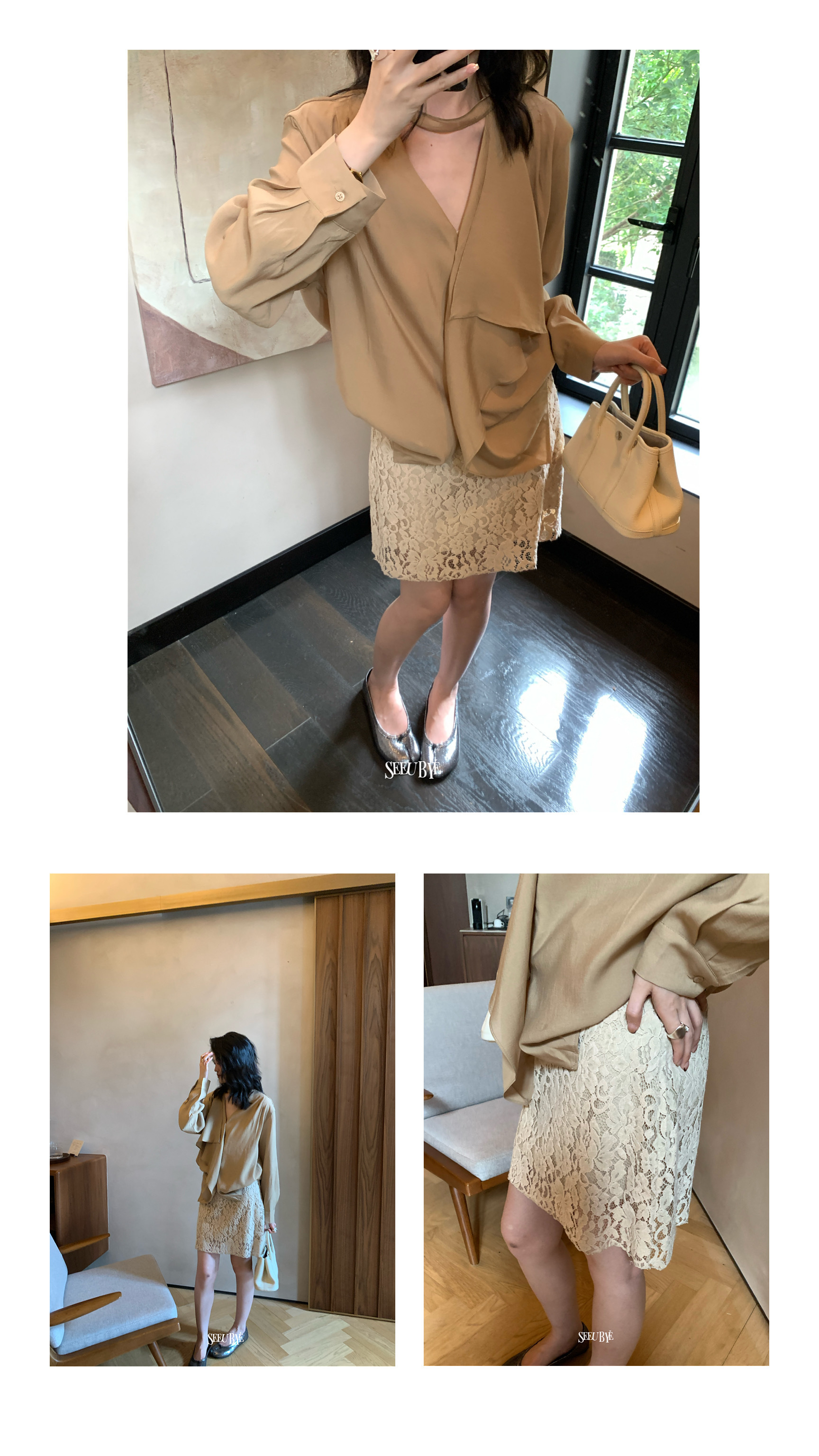 法式掛脖v領襯衫5