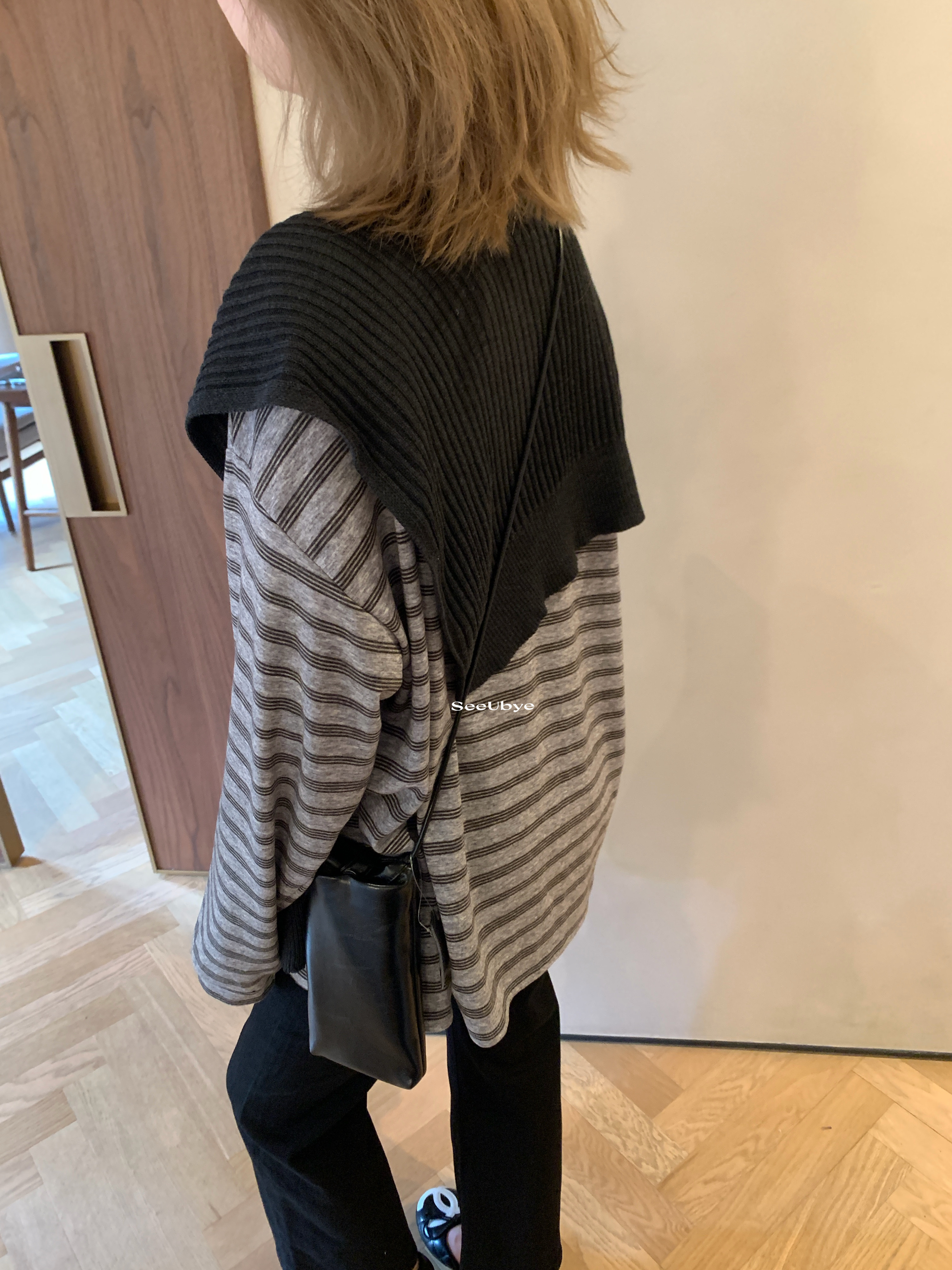 不含披肩|早秋很實穿的一件條紋tee4