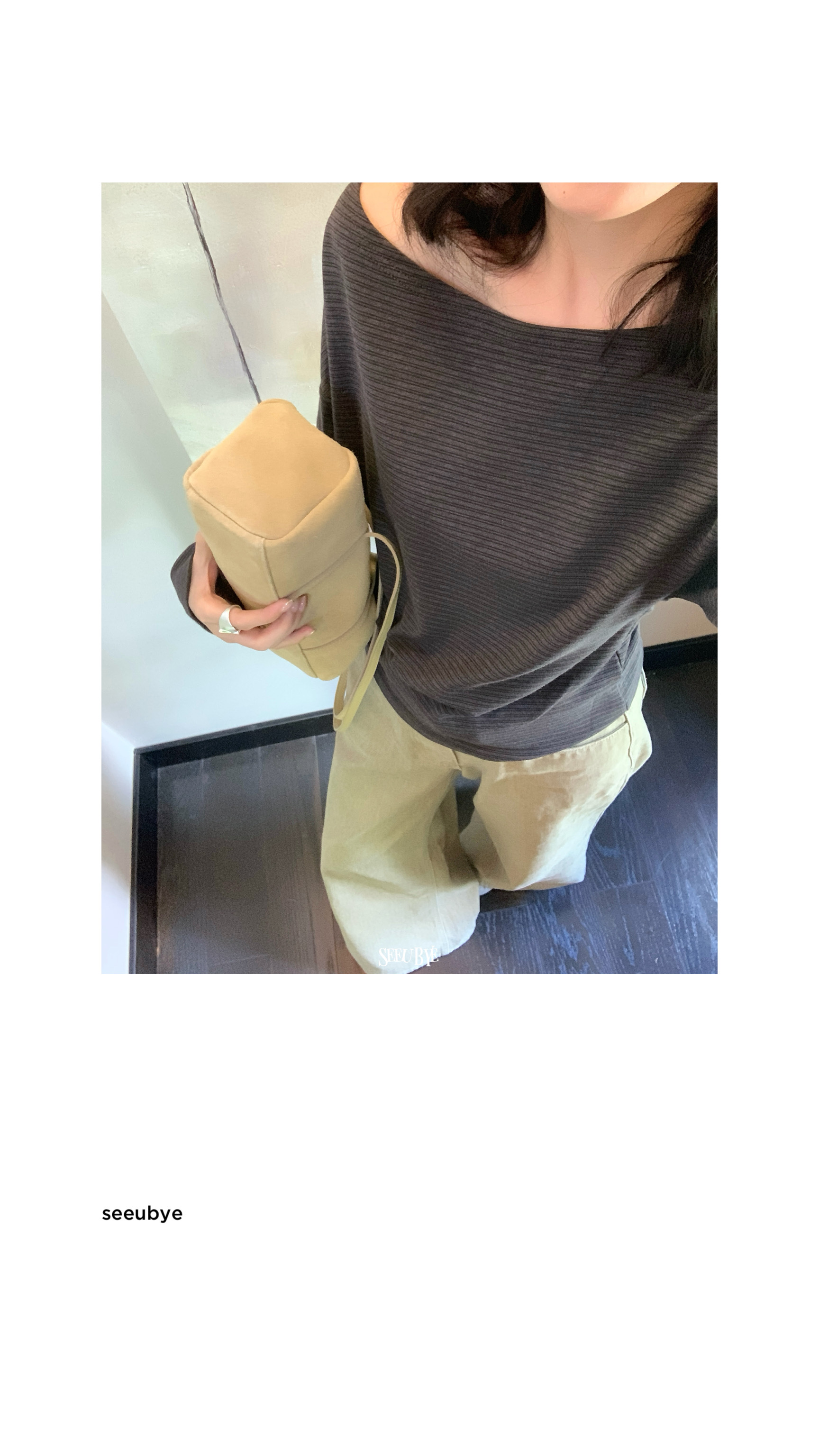 兩穿貝殼釦條紋長袖2