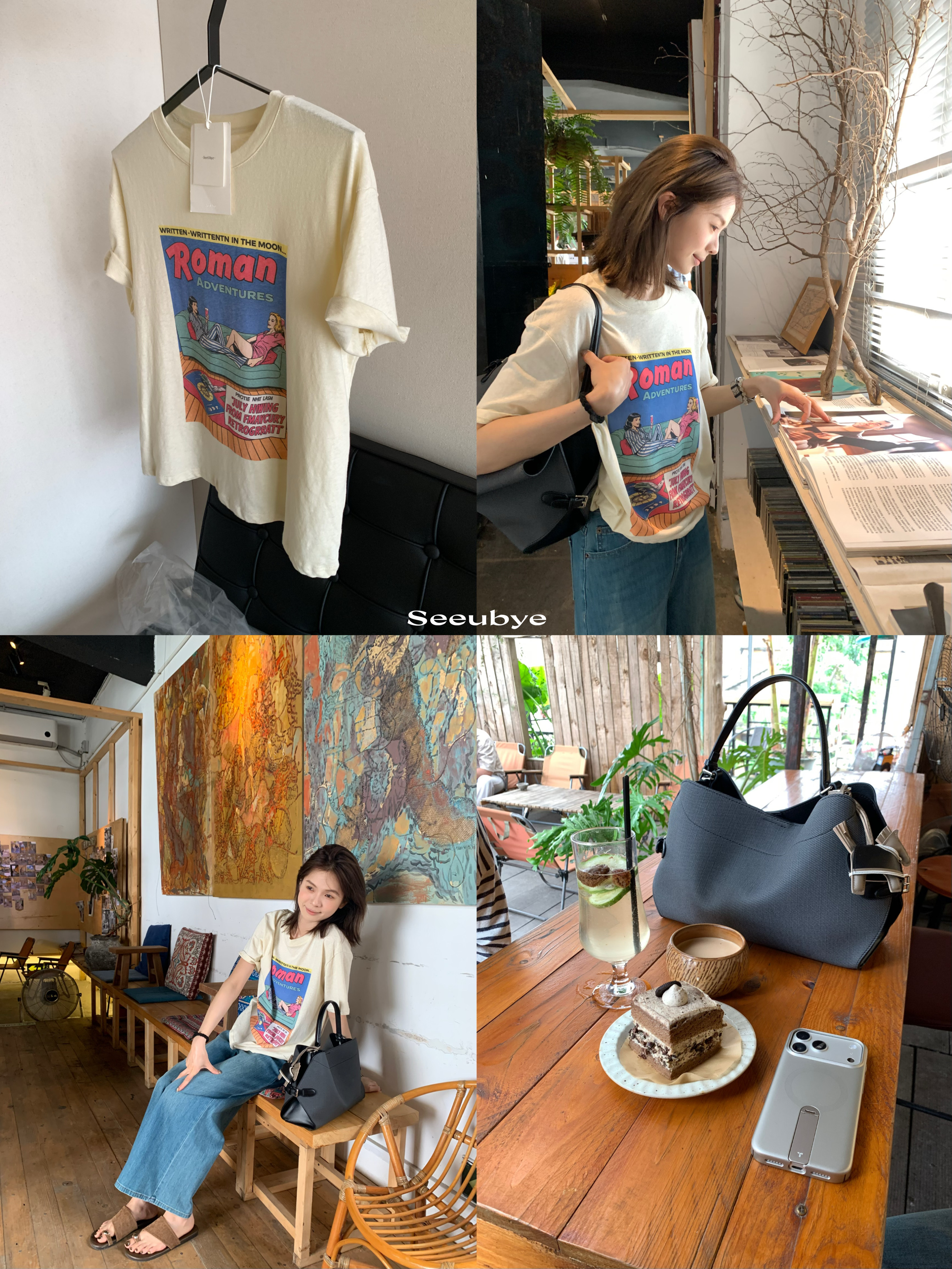 美式復古漫畫t奶杏色3
