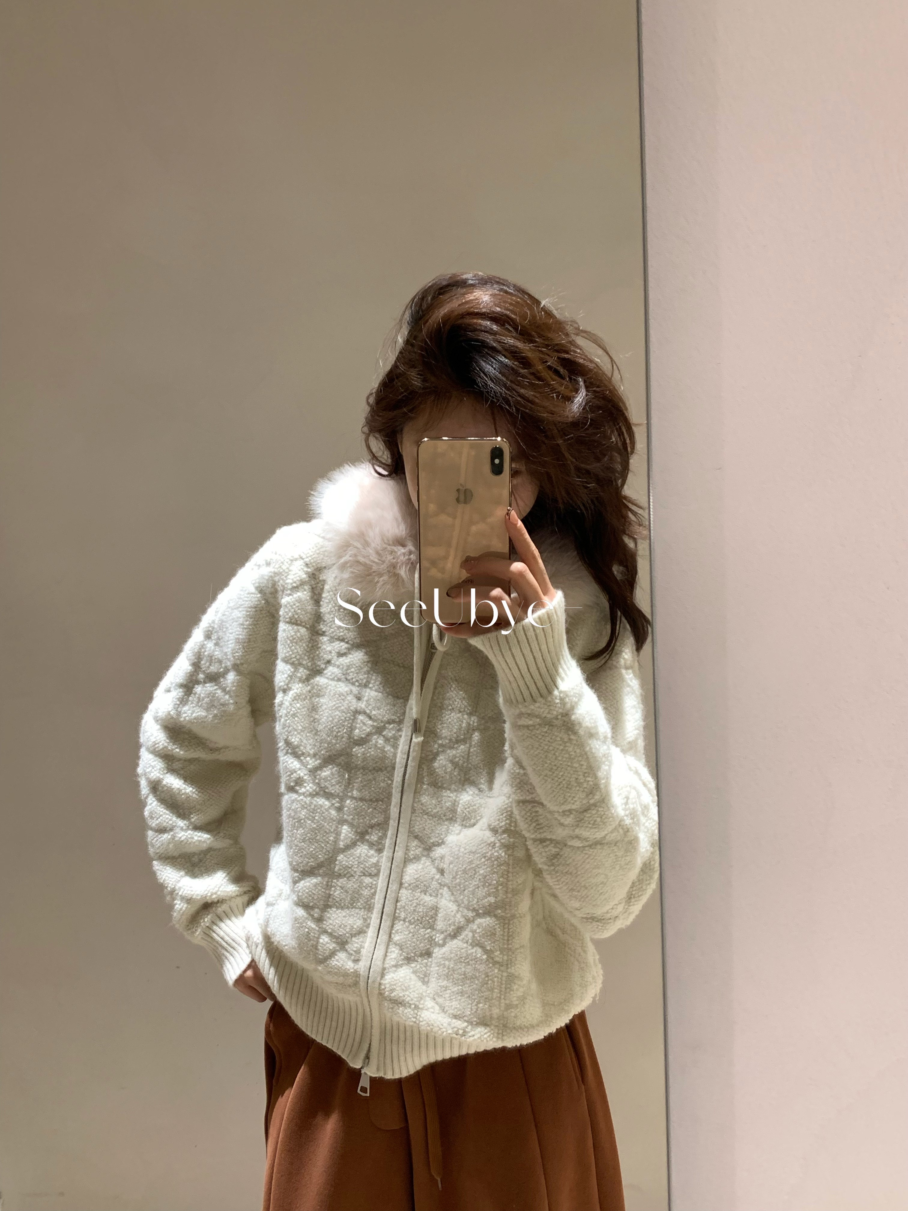 DI*r毛毛連帽毛衣外套