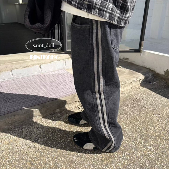 66015親子側邊線條牛仔褲(兩色)