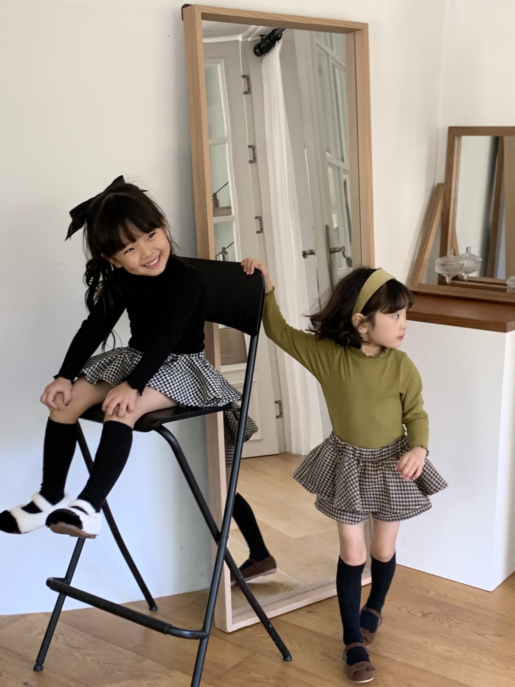 11205千鳥格褲裙(兩色)