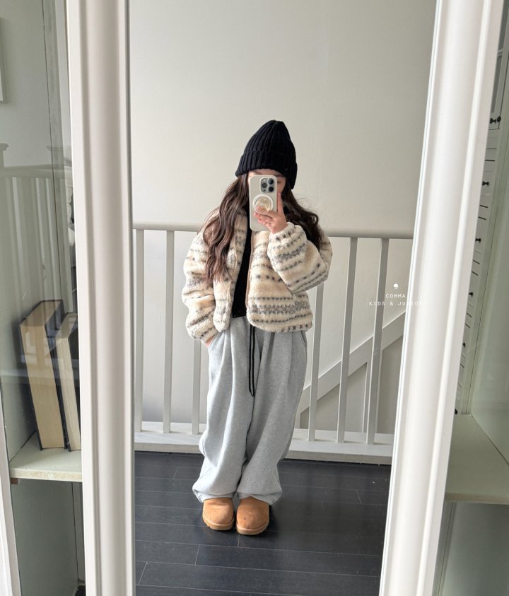 50610咖米條紋毛外套