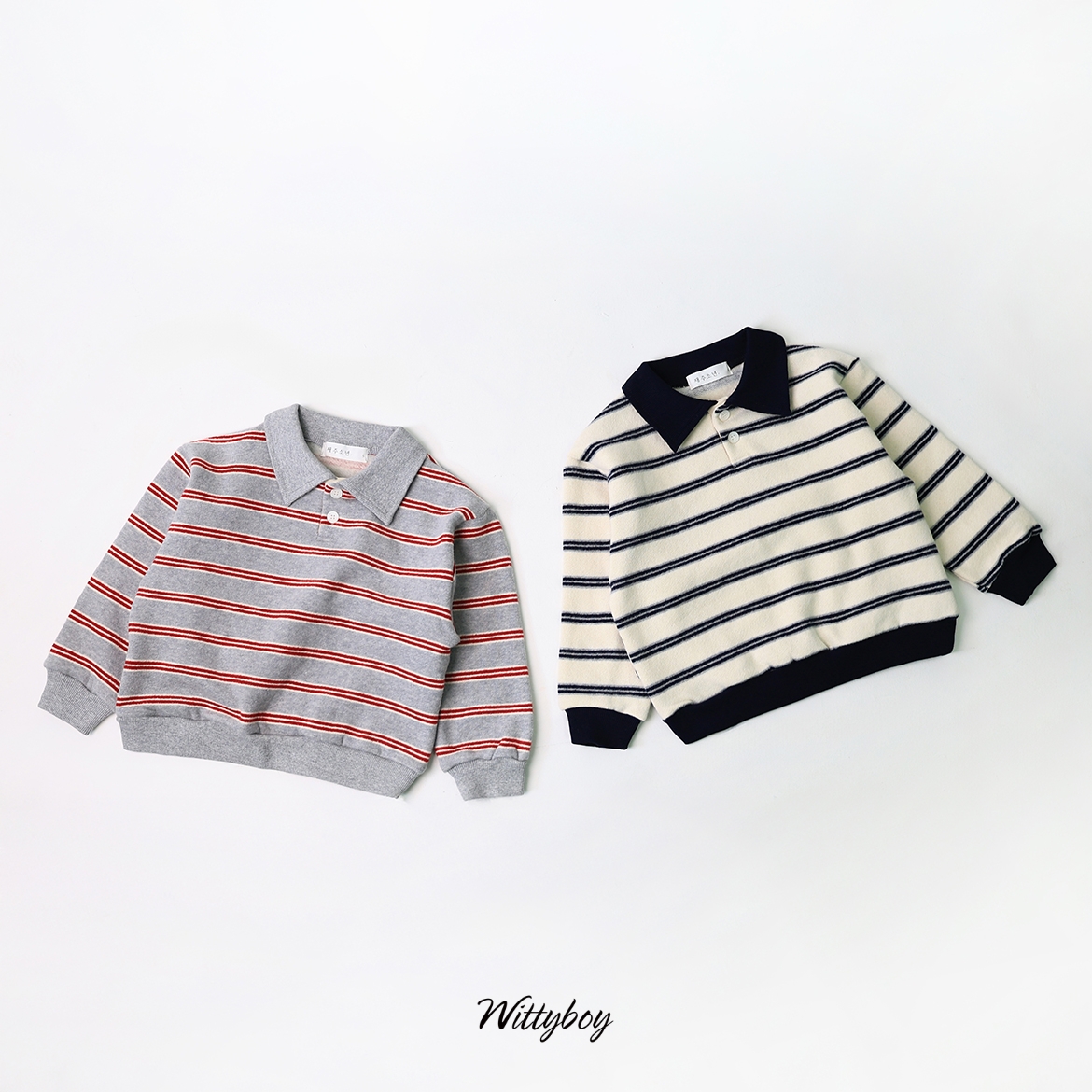 42832翻領條紋上衣(兩色)