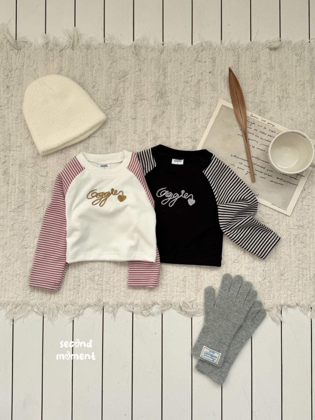 117703英文條紋袖上衣(兩色)