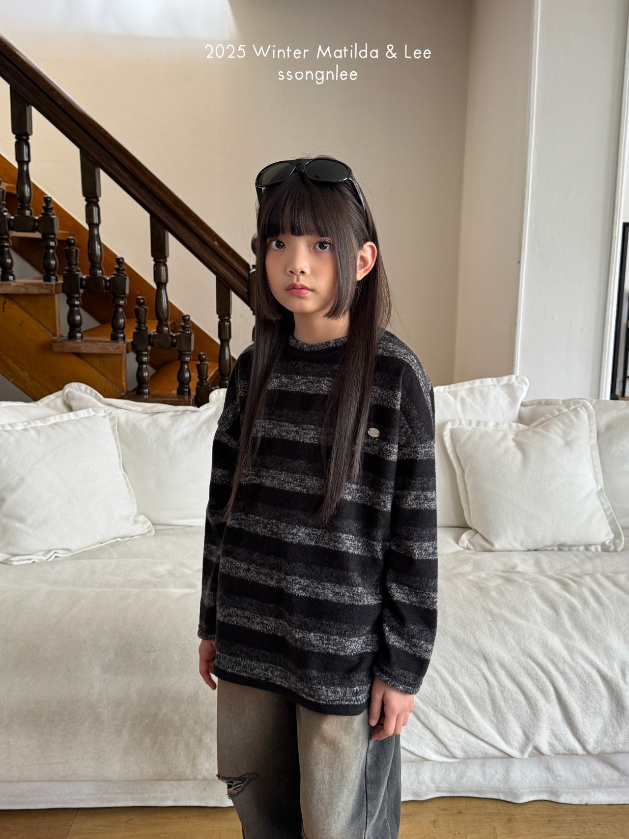 68945黑灰條紋上衣