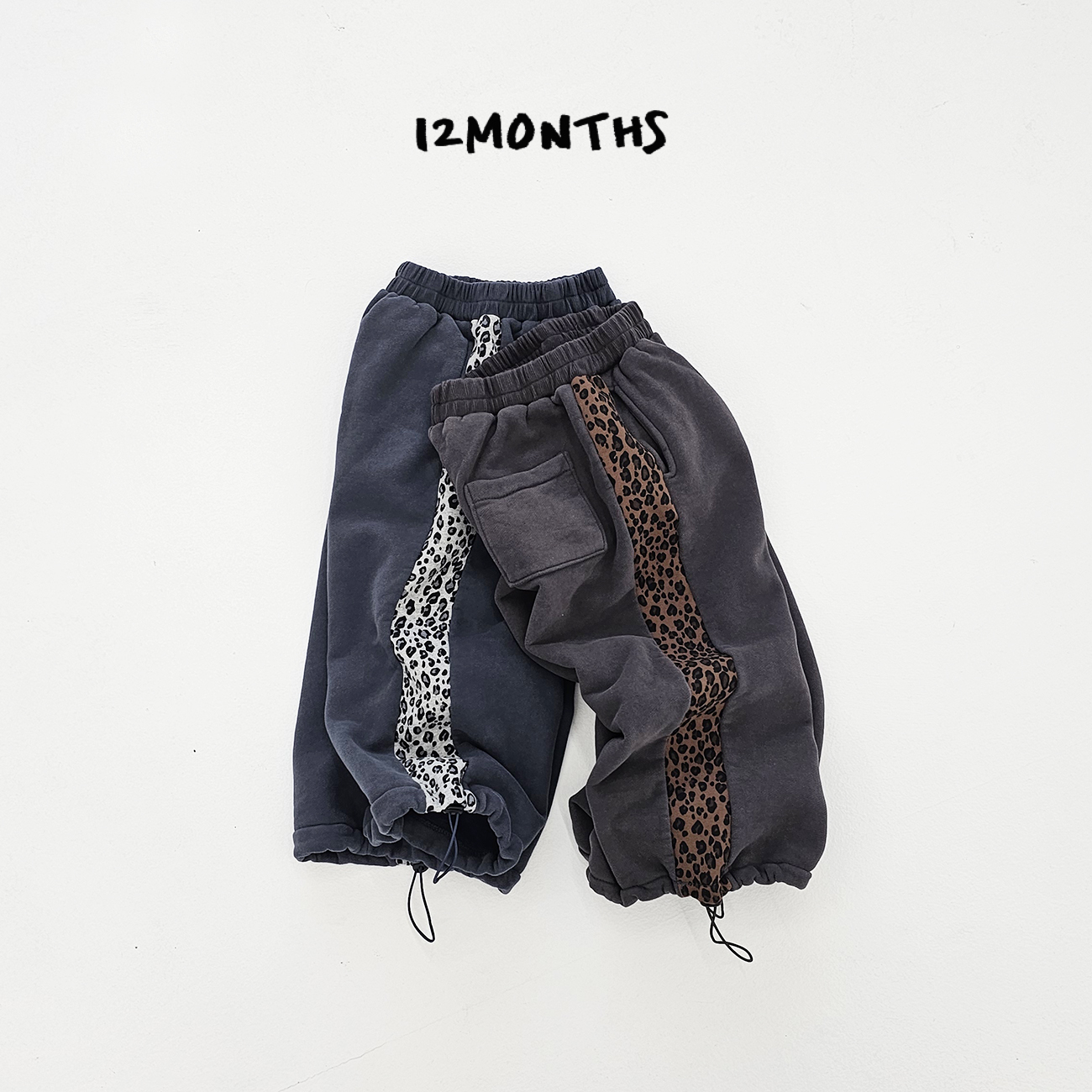 49924側邊豹紋抽繩褲(兩色)