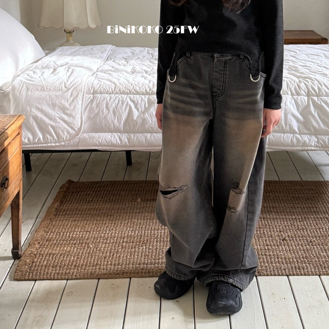 68949復古刷色割破牛仔褲(兩色)