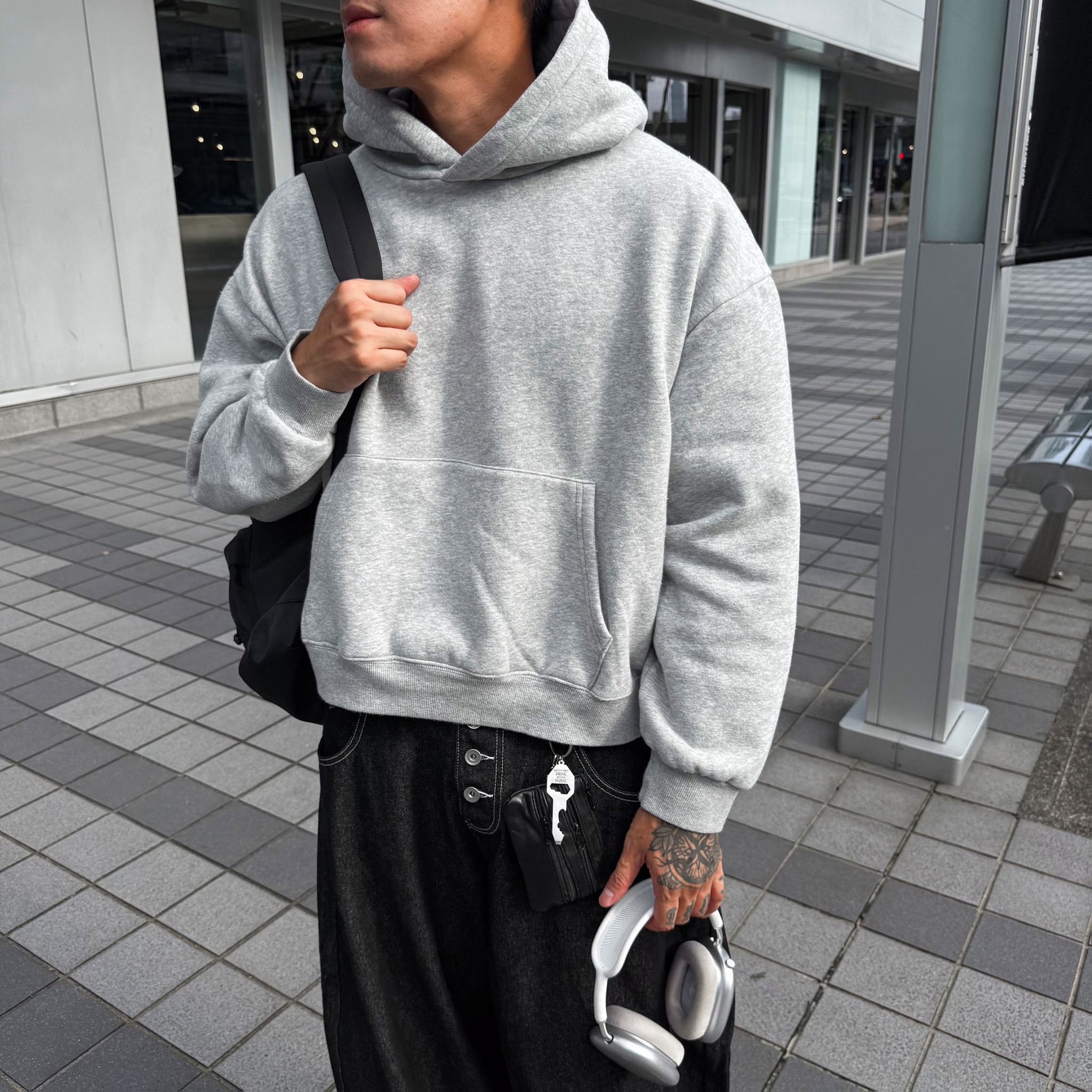 重磅水洗內刷毛連帽TEE2