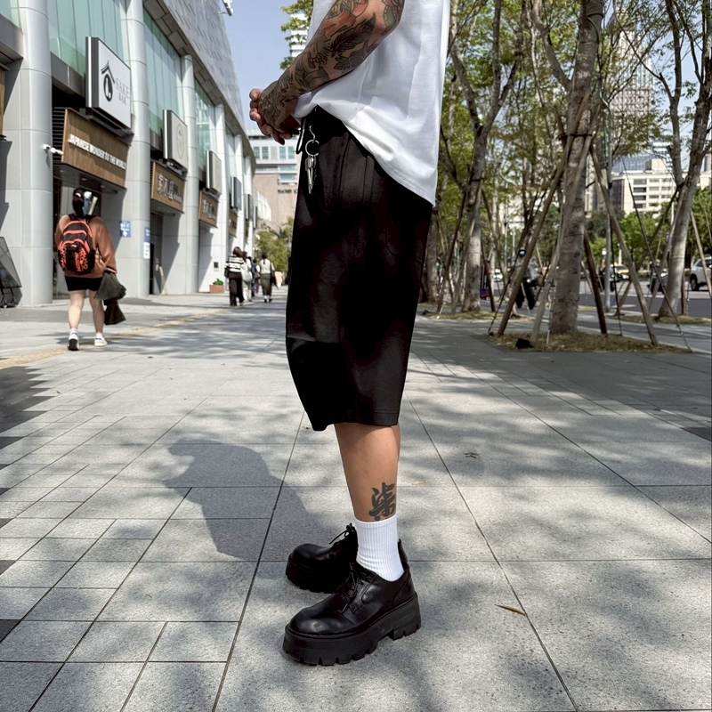 打褶立體廓形棉質七分褲6