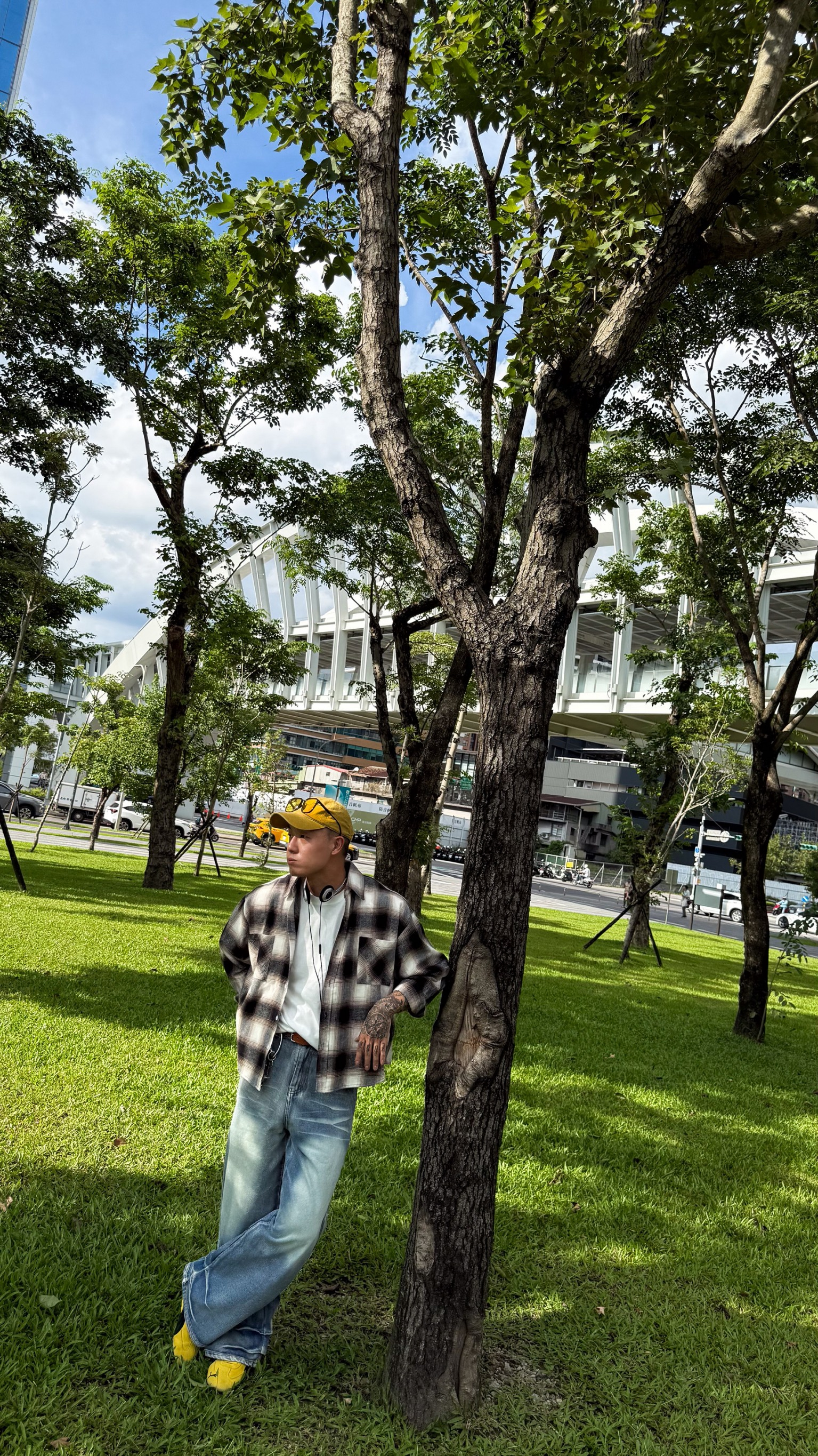 漸層微絨寬短版口袋長袖格紋衫12
