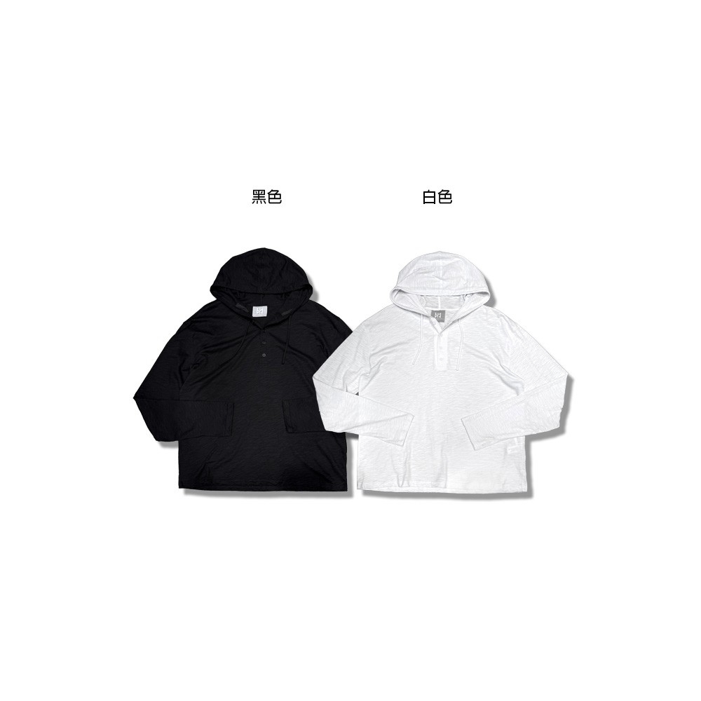 極輕透亨利領連帽長TEE18