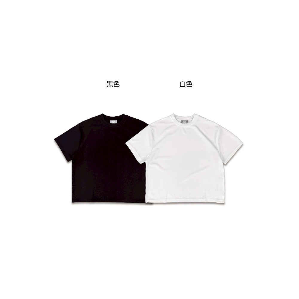韓系紋理街頭側開岔BOXY短寬素TEE17
