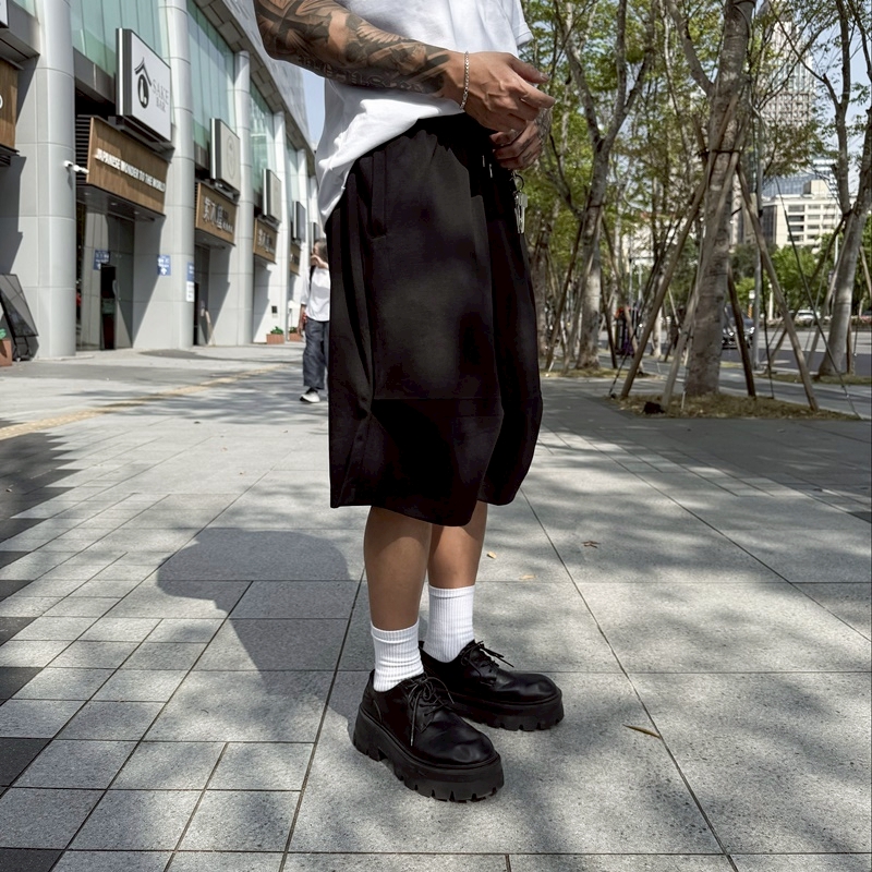 打褶立體廓形棉質七分褲8