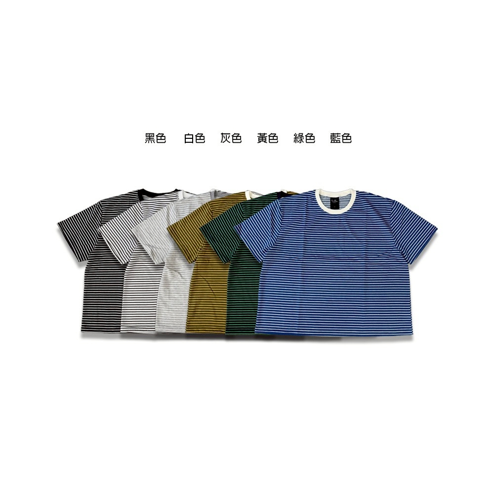細條紋休閒BOXY短寬TEE16