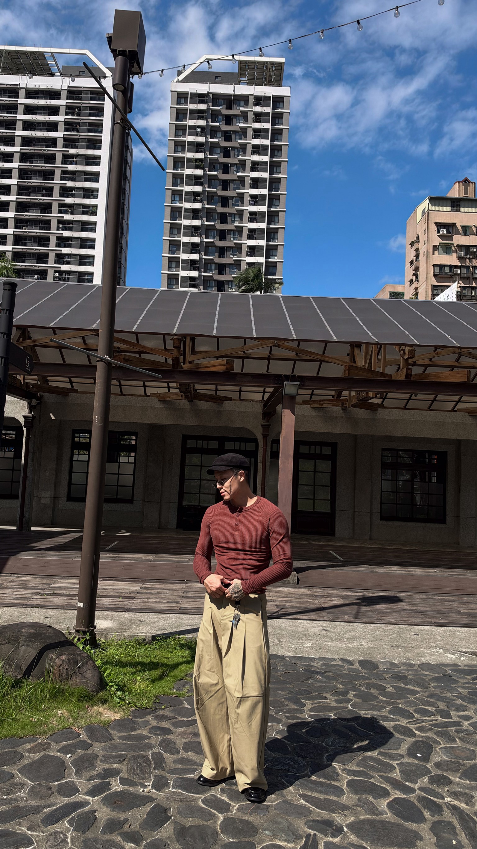 合身超彈力坑條亨利領長袖TEE13