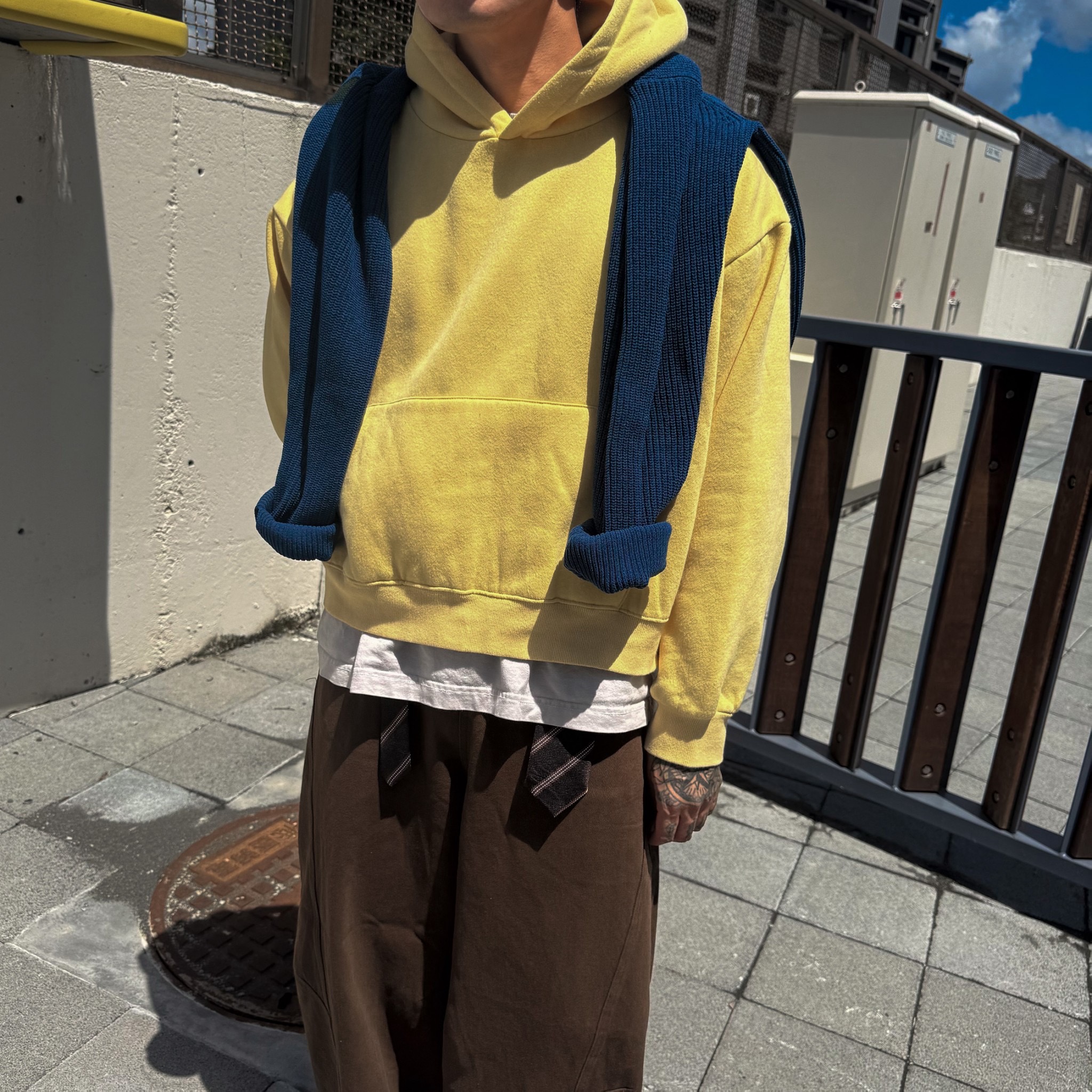 重磅水洗內刷毛連帽TEE3