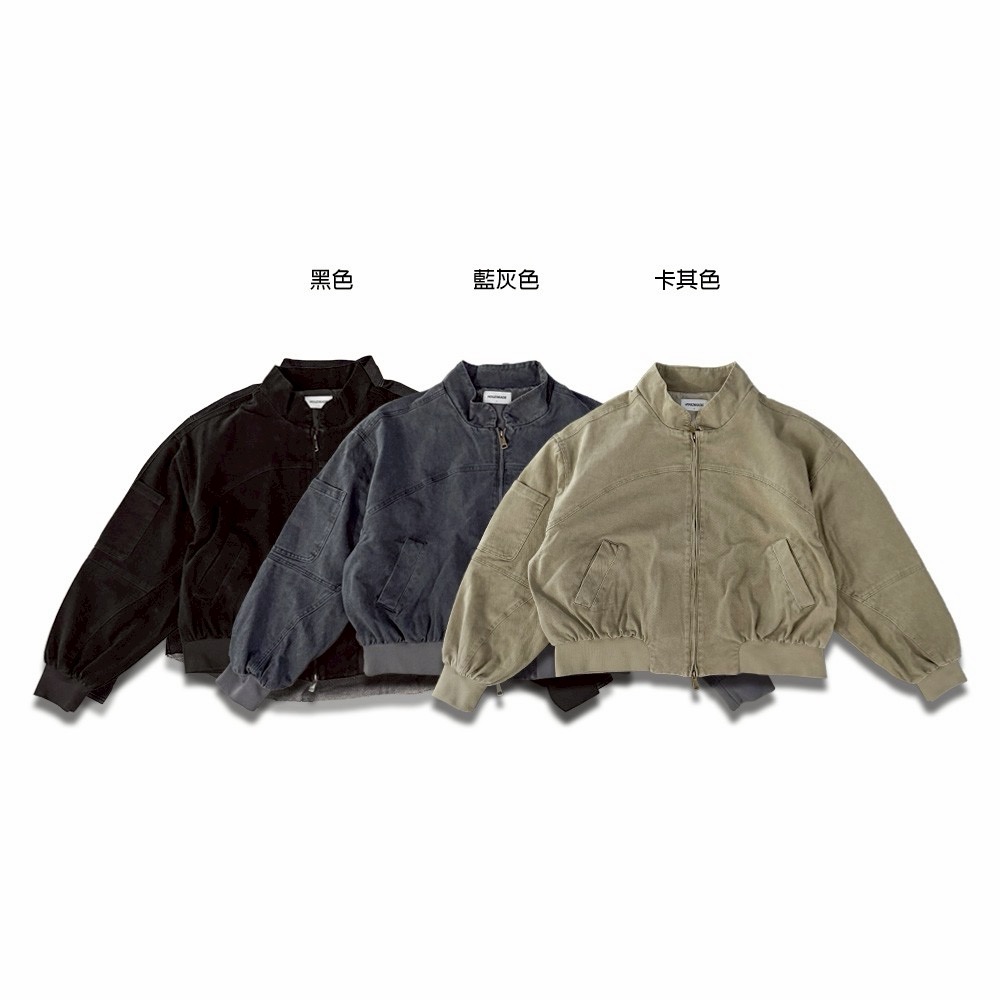 立領boxy短寬水洗外套18