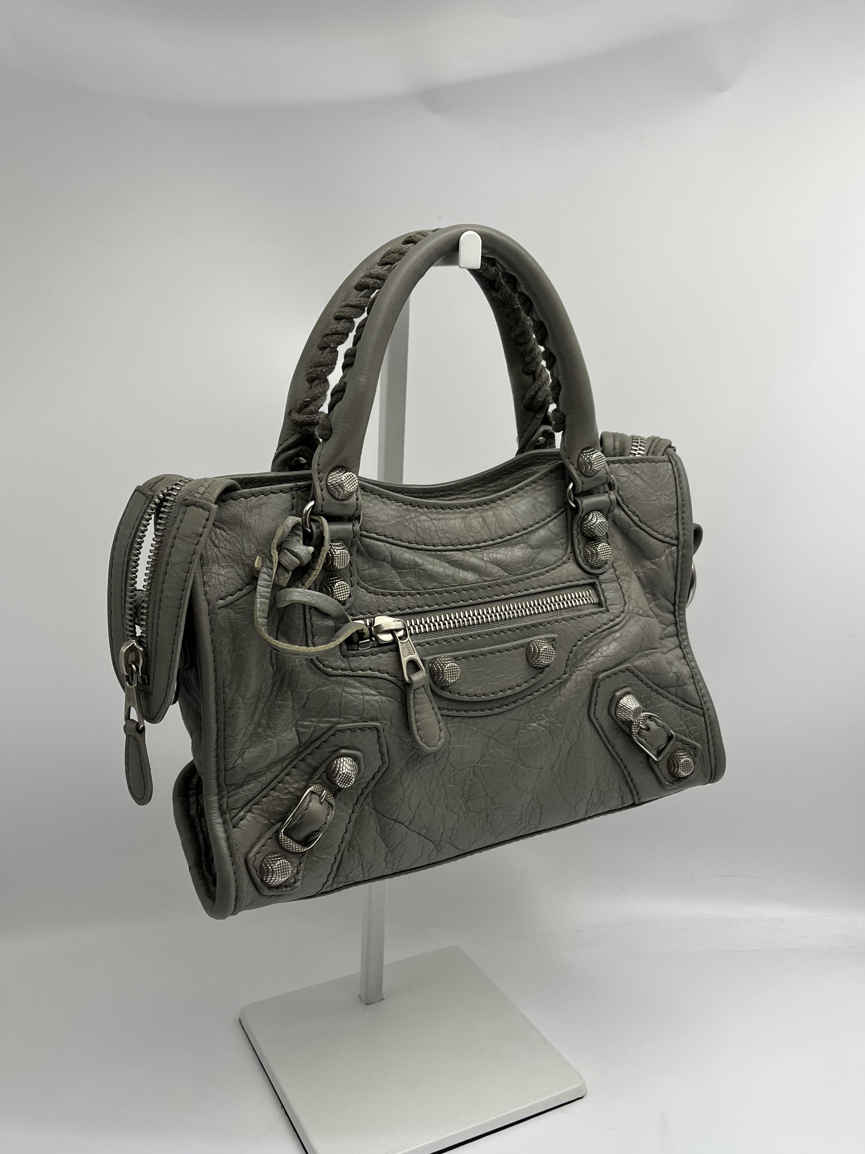 Balenciaga 迷你機車包(灰銀)6