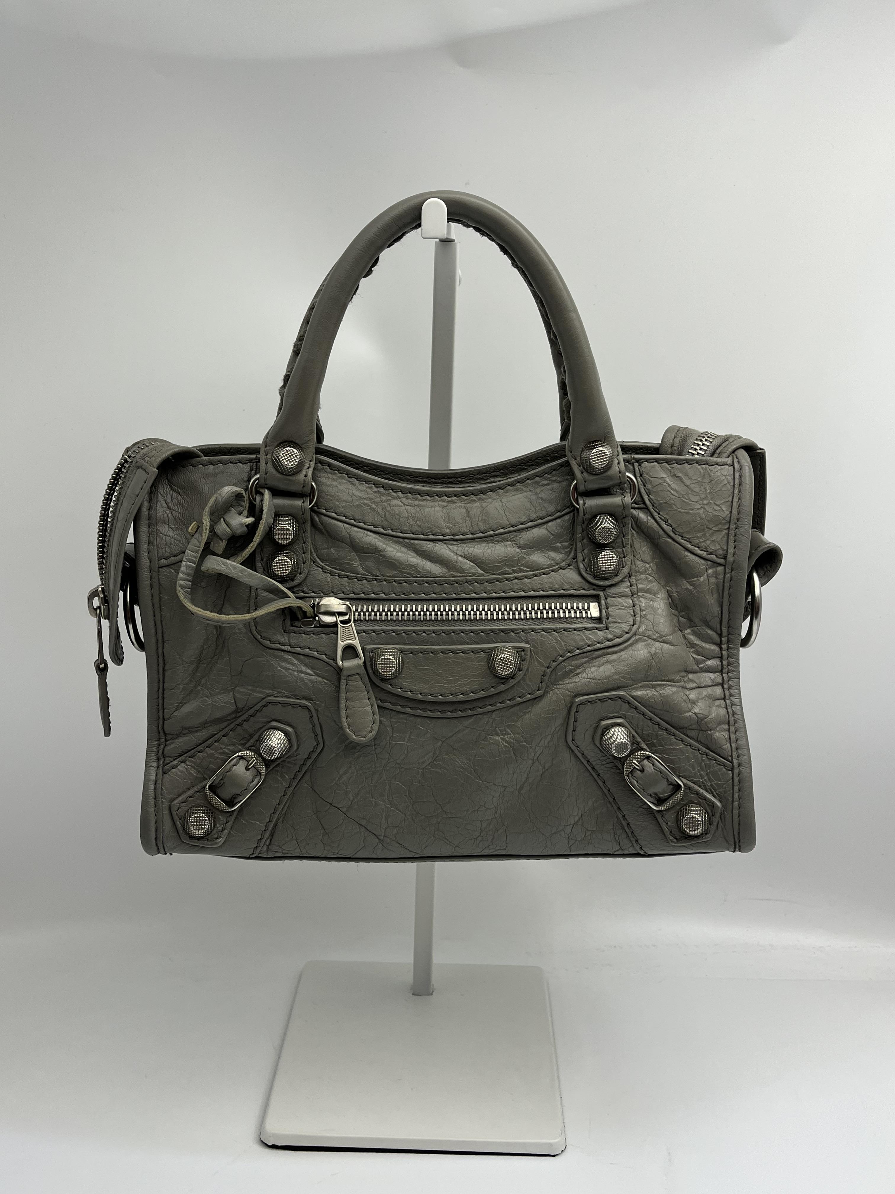 Balenciaga 迷你機車包(灰銀)5