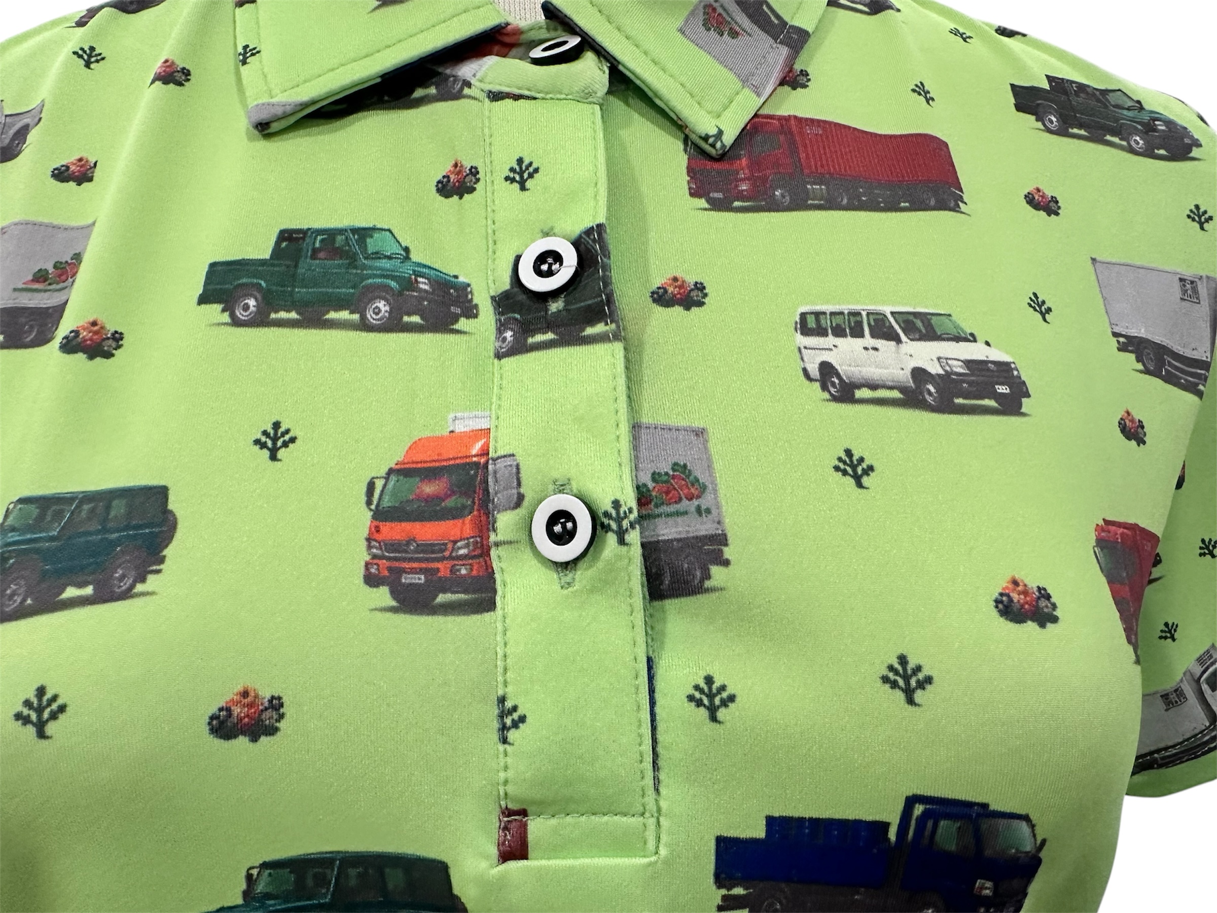 情侶款|螢火蟲系列 青蘋童趣卡車印花 短袖POLO衫-女5