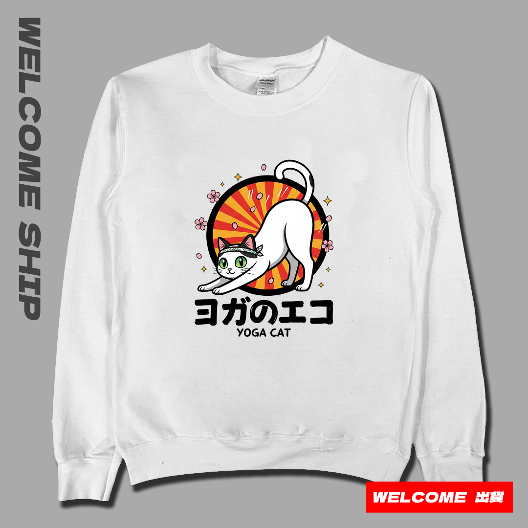 (大學T)瑜珈貓 Welcome出貨
