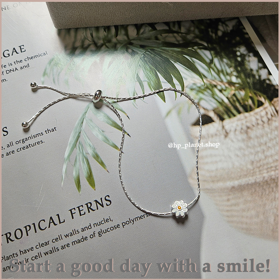 甜系油滴雛菊好穿脫收拉式925純銀手鍊
