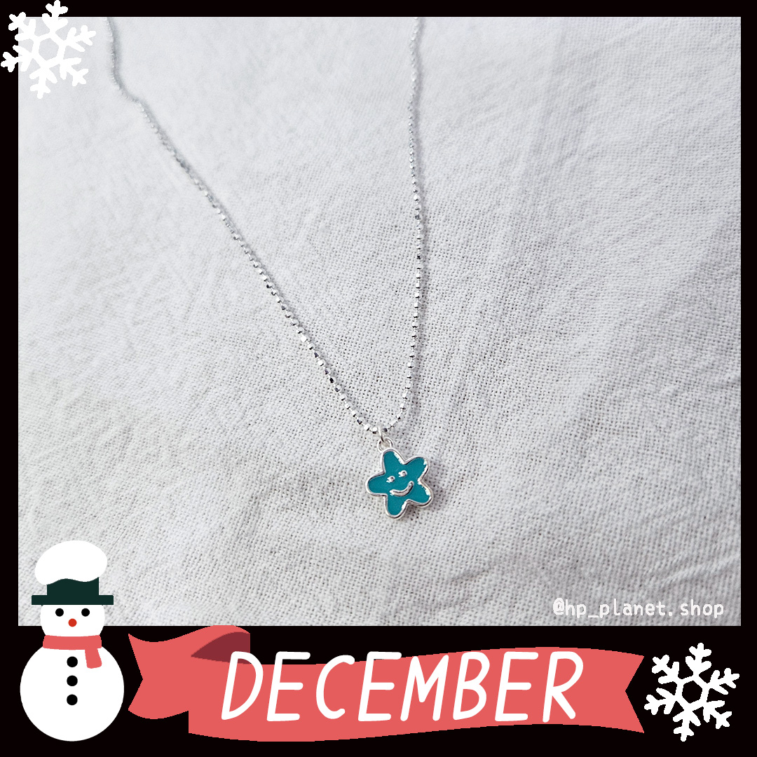 925銀藍色系滴油花花笑臉頸鏈 925銀藍色系滴油花花笑臉頸鏈