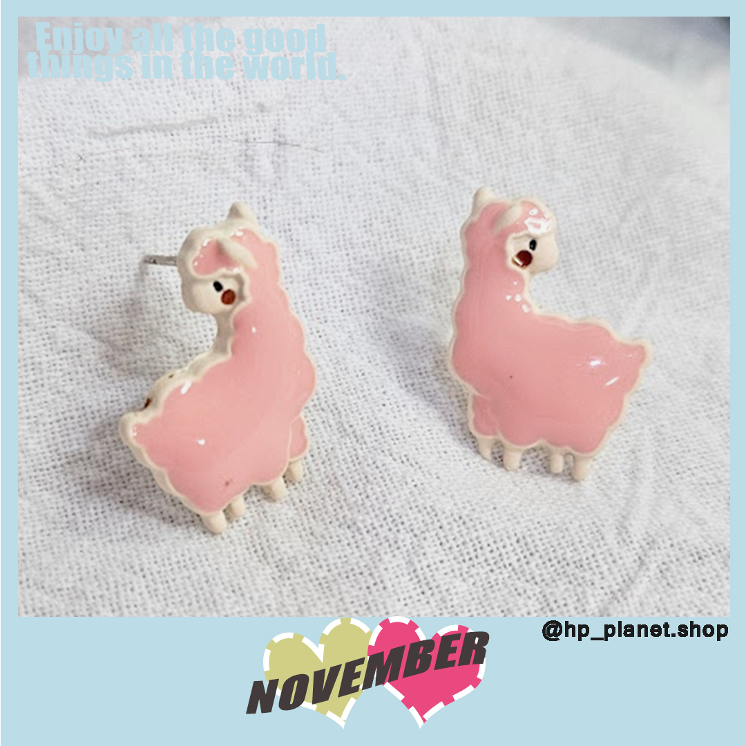 敲可愛粉色羊駝925銀針 敲可愛粉色羊駝925銀針