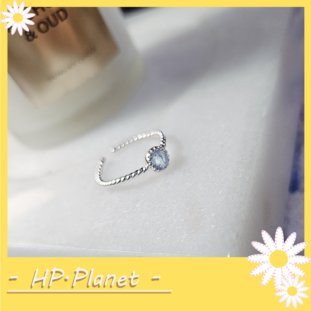 正韓 藍色小鑽扭轉925銀戒