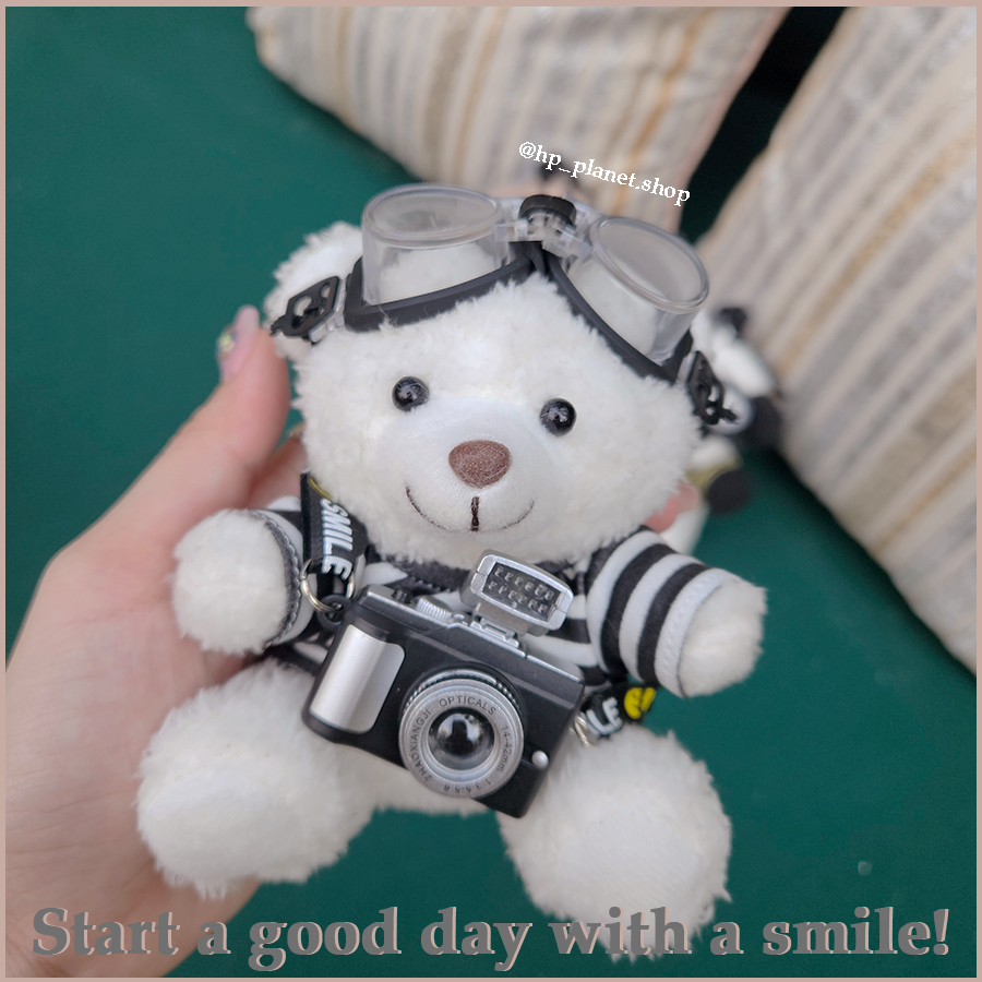 旅遊相機小熊包包玩偶吊飾