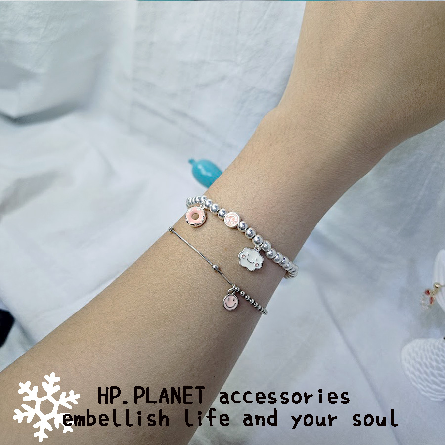 甜妹系粉嫩笑臉甜甜圈925純銀手鏈