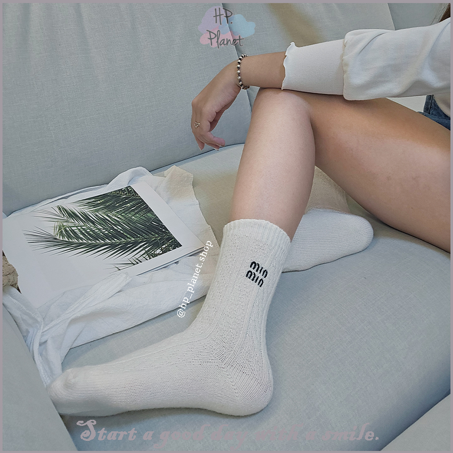H闆包色 超美色系字母麻花中筒襪