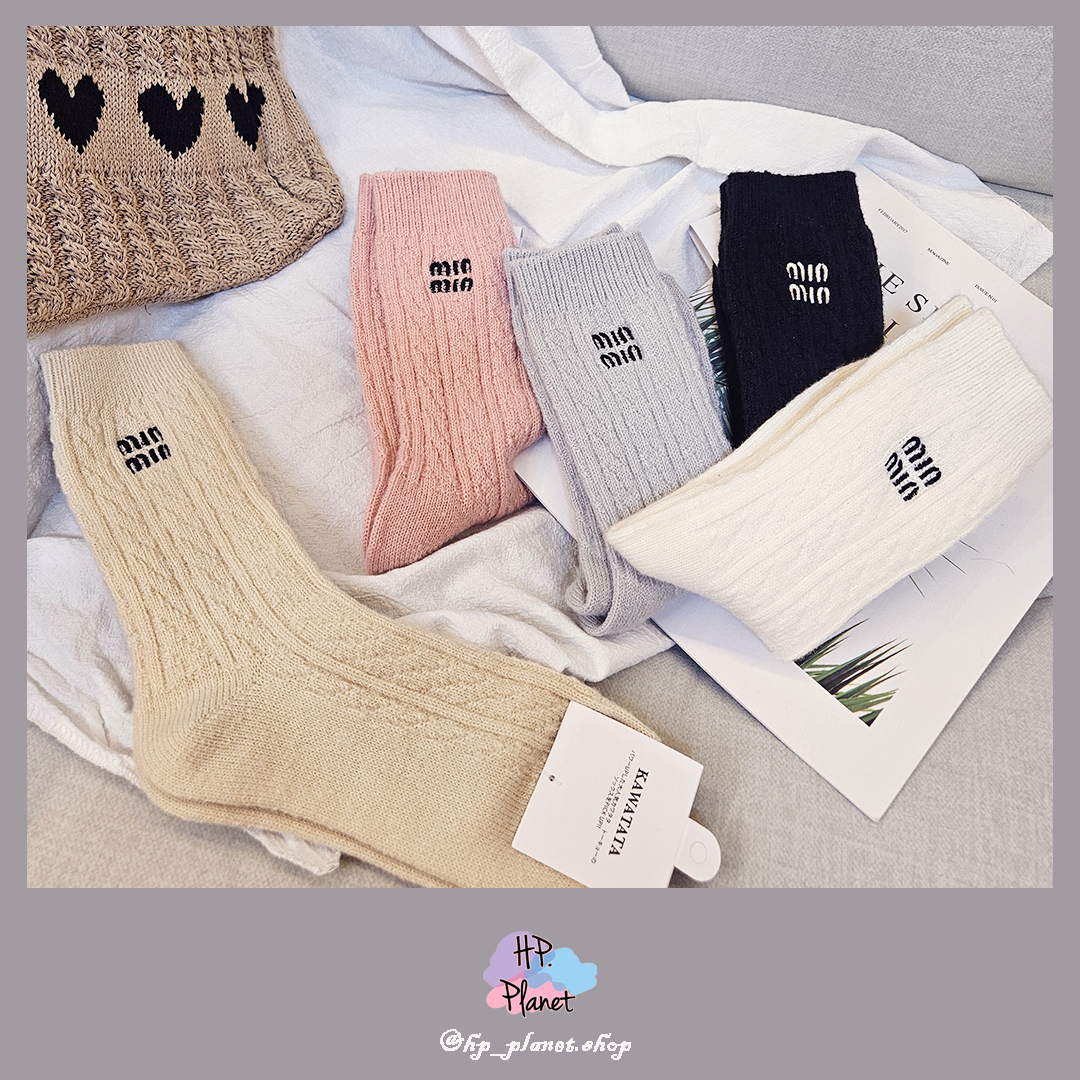 H闆包色 超美色系字母麻花中筒襪 H闆包色 超美色系字母麻花中筒襪