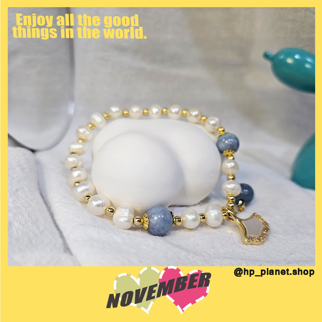 超美貝殼海藍天然石珍珠手鍊