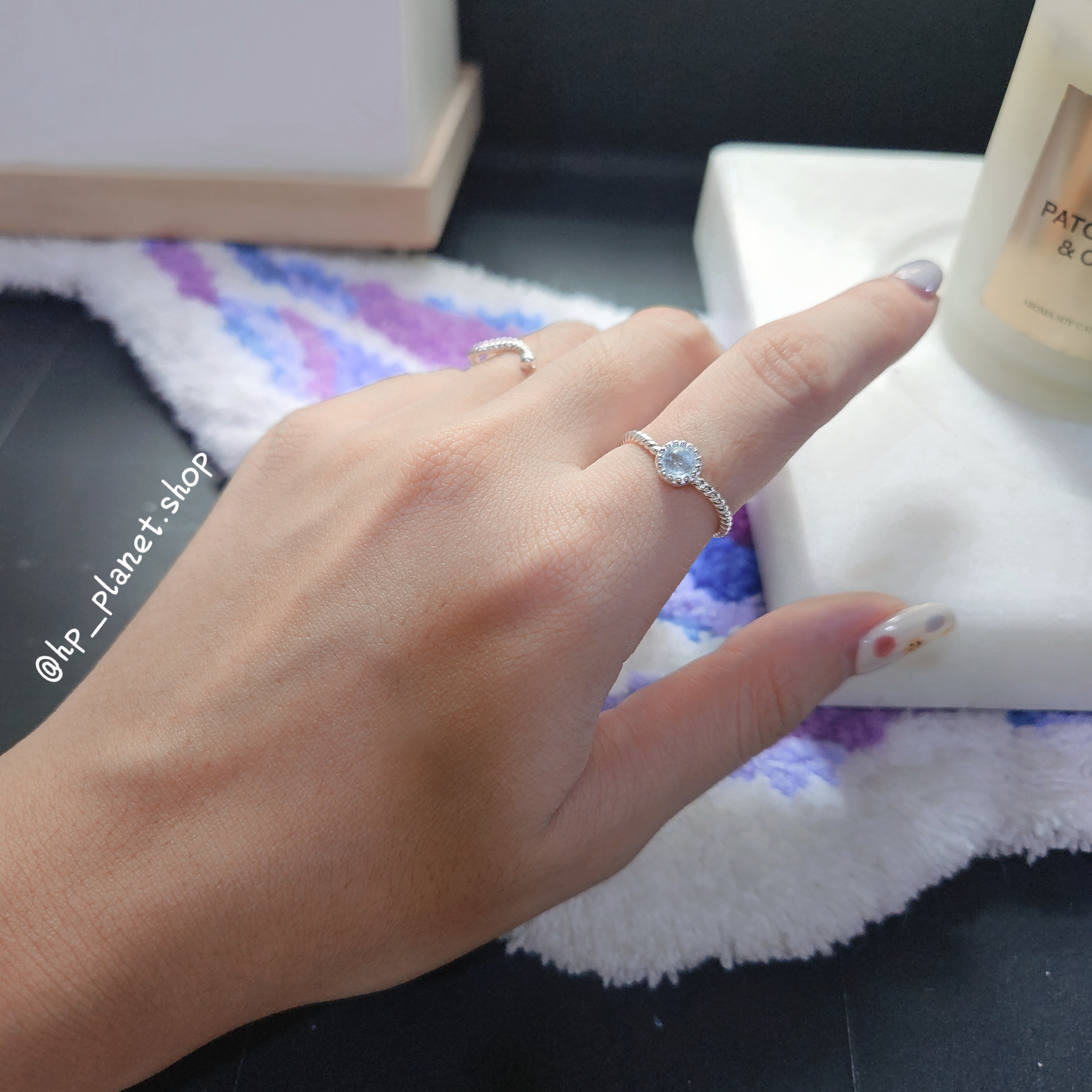 正韓 藍色小鑽扭轉925銀戒