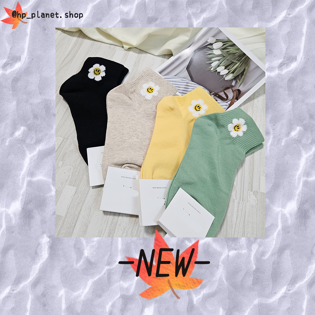 正韓 甜系絨絨笑臉小花短襪 正韓 甜系絨絨笑臉小花短襪