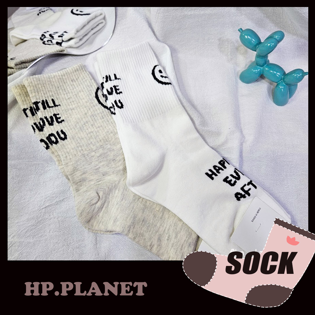 正韓 I STILL LOVE YOU笑臉中筒襪