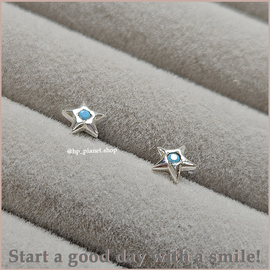 油滴造型藍色系海豚海星925純銀耳釘