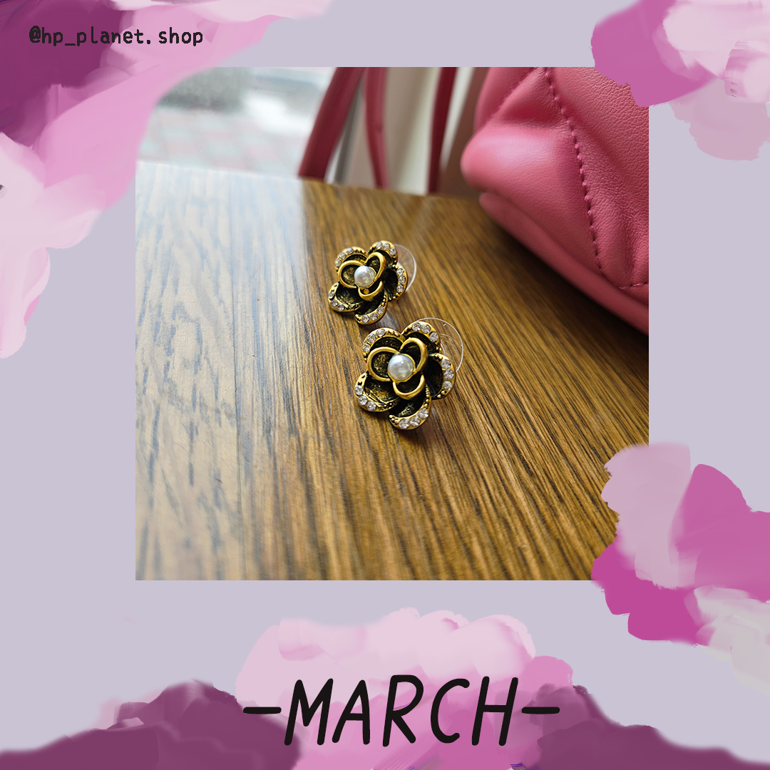 香香風復古山茶花925銀針耳飾 香香風復古山茶花925銀針耳飾