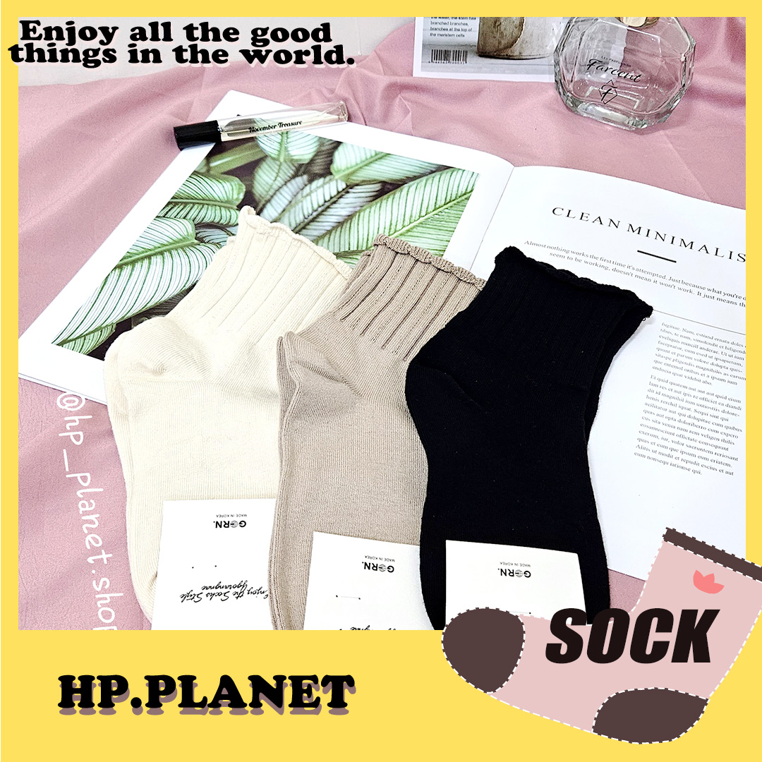 正韓 日雜純色捲邊縮口短筒襪 正韓 日雜純色捲邊縮口短筒襪