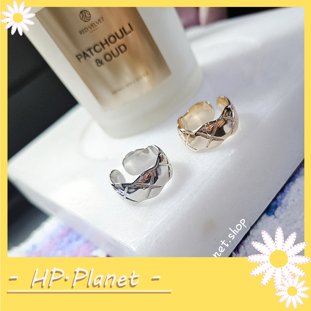 正韓 寬版經典菱格紋可調式戒指