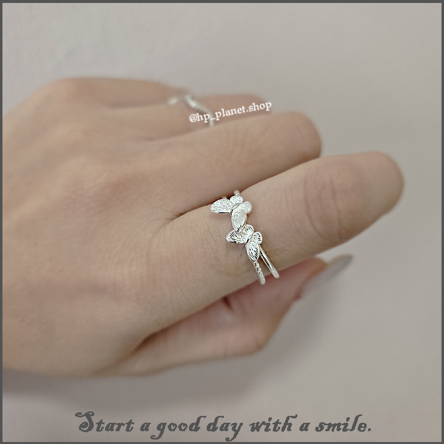 精緻蝴蝶925麻花個性雙層感戒指