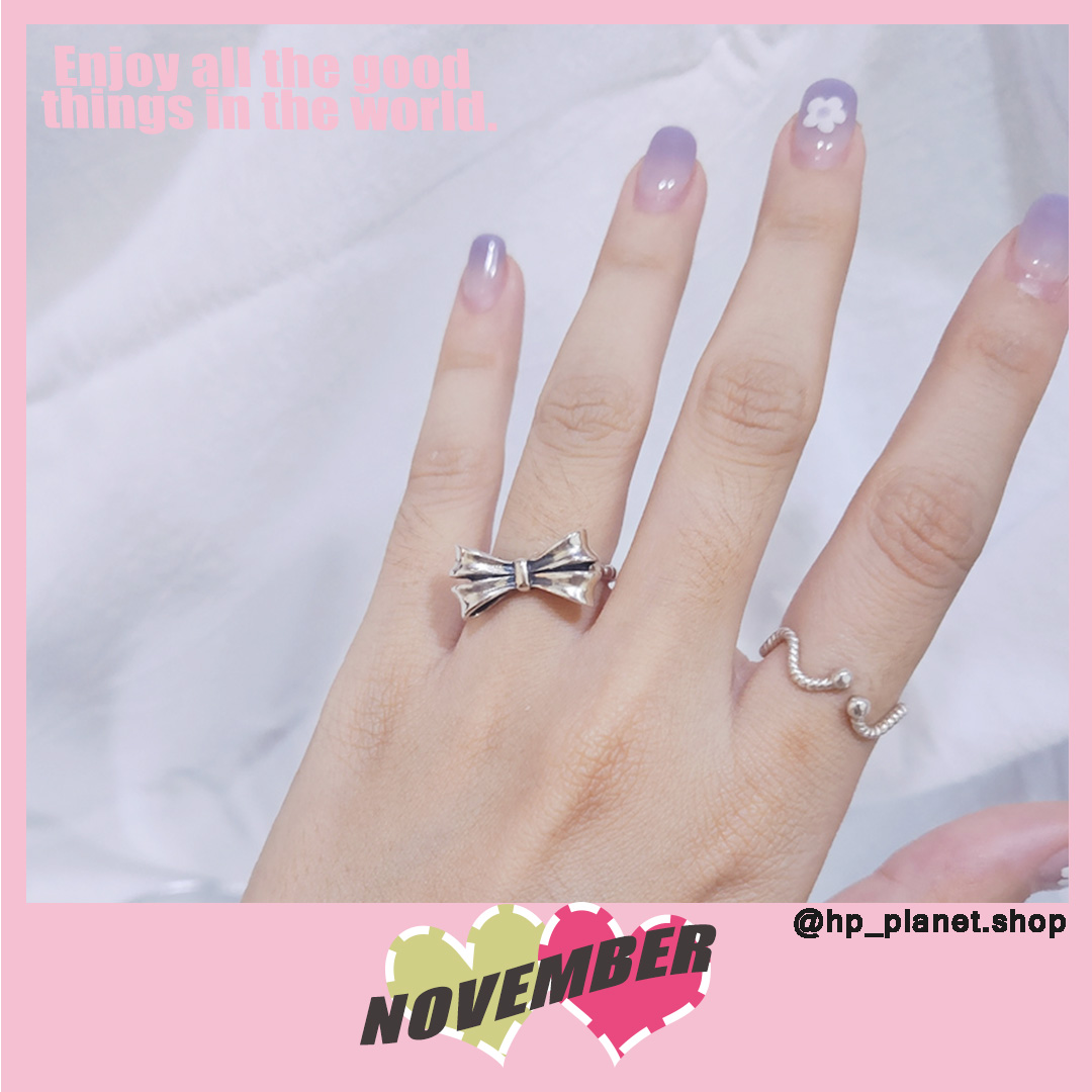 H闆自留精緻蝴蝶結925純銀麻花戒